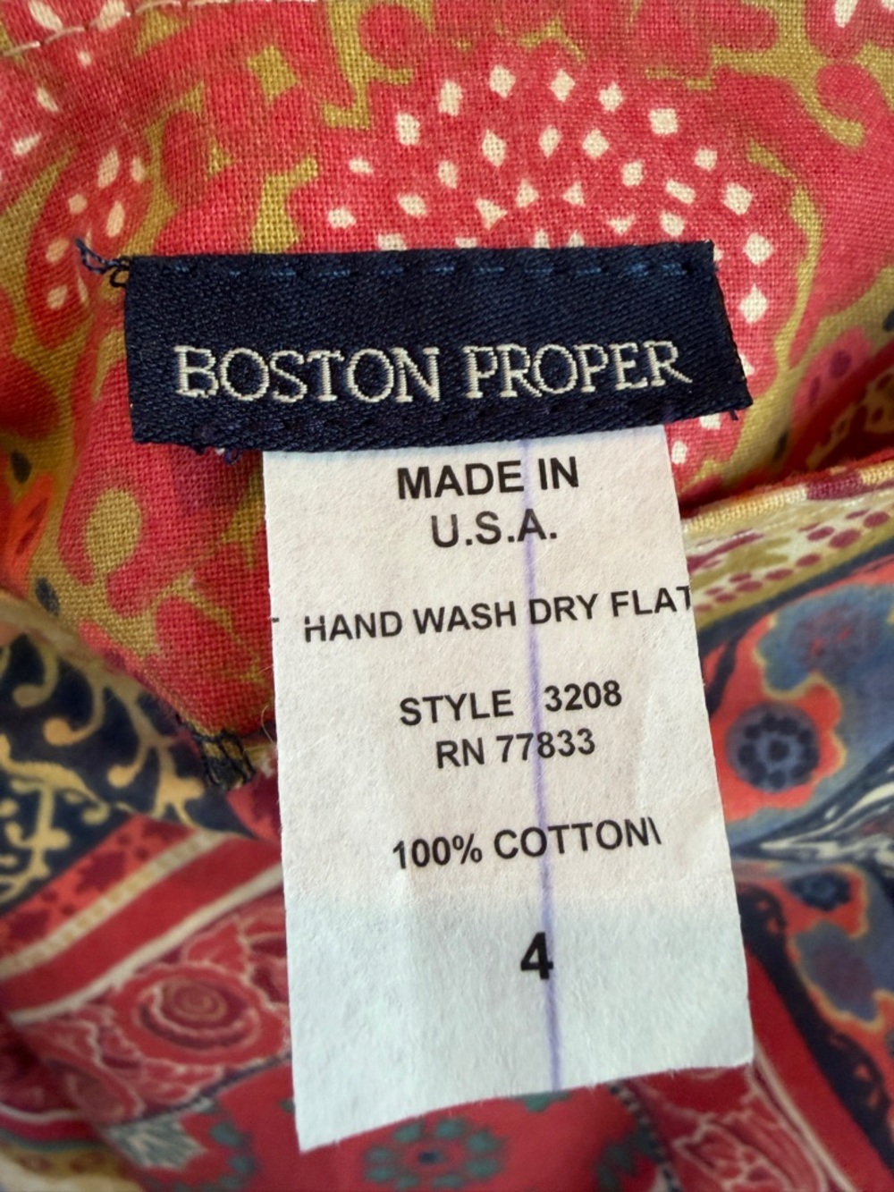 Boston Proper Women’s Red Patchwork Bandana Print Paisley Skirt with beaded hem - Picture 4 of 7